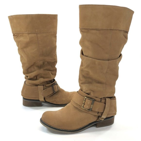 Aldo Shoes - ALDO Women's Slouchy Belted Riding Boots Women's Size 9 US Tan Nubuck Leather